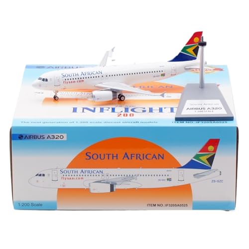 RIVPAHGQ Replika Flugzeugmodelle 18 cm Miniatur Zivilflugzeug 1/200 South African Airways for Airbus A320 ZS-SZC Klappen Statische Flugzeugmodelle Vorgefertigte Luftfahrzeug Modelle von RIVPAHGQ