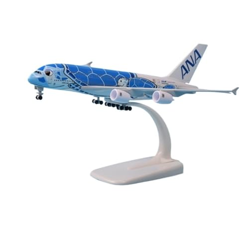 RIVPAHGQ Replika Flugzeugmodelle 18 cm Modellflugzeug Im Maßstab 1:400 for ANA A380 Flying Turtle Flugzeugmodell Zivilluftfahrt-Frachtflugzeug Vorgefertigte Luftfahrzeug Modelle(Blue) von RIVPAHGQ