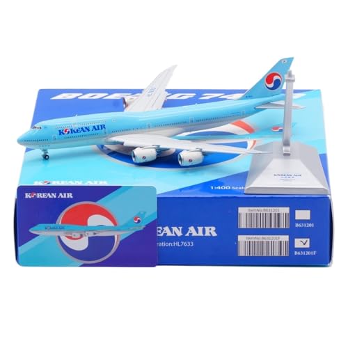 RIVPAHGQ Replika Flugzeugmodelle 19 cm Boutique-Simulation Zivilflugzeug 1/400 for Korean Air for Boeing B747-8I HL7633 Maßstab Legierung Flugzeugmodell Vorgefertigte Luftfahrzeug Modelle(Flap) von RIVPAHGQ