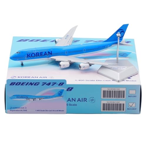 RIVPAHGQ Replika Flugzeugmodelle 19 cm Boutique Simulation Zivilflugzeug 1/400 for Korean Air for Boeing B747-8i HL7638 Maßstab Legierung Flugzeugmodell Vorgefertigte Luftfahrzeug Modelle(Flap) von RIVPAHGQ
