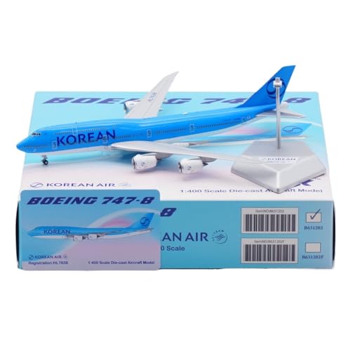 RIVPAHGQ Replika Flugzeugmodelle 19 cm Boutique Simulation Zivilflugzeug 1/400 for Korean Air for Boeing B747-8i HL7638 Maßstab Legierung Flugzeugmodell Vorgefertigte Luftfahrzeug Modelle(Regular) von RIVPAHGQ