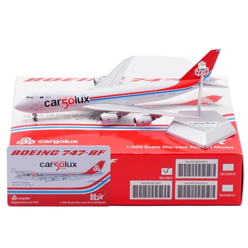RIVPAHGQ Replika Flugzeugmodelle 19CM Boutique Miniaturflugzeug 1:400 for Luxair B747-8F LX-VCC Frachtflugzeug Maßstabmodell Simulationsflugzeug Vorgefertigte Luftfahrzeug Modelle von RIVPAHGQ