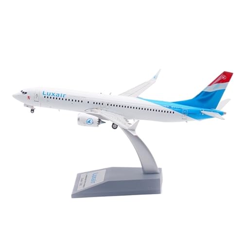 RIVPAHGQ Replika Flugzeugmodelle 19CM Luxair for Boeing B737-8MAX LX-LBL Modellflugzeug Im Maßstab 1:200 Mit Ständer Sammlerflugzeug-Replik Vorgefertigte Luftfahrzeug Modelle von RIVPAHGQ