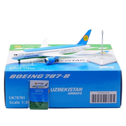RIVPAHGQ Replika Flugzeugmodelle 27 cm Boutique-Flugzeugrepliken Im Maßstab 1/200 for Usbekistan B787-8 UK78701 Druckguss-Flugzeug-Sammelmodelle Vorgefertigte Luftfahrzeug Modelle(UK78701) von RIVPAHGQ