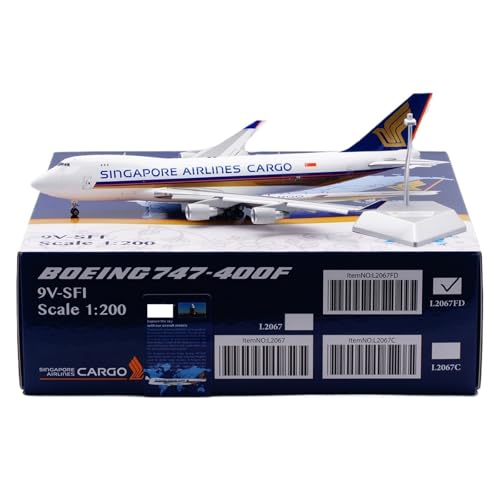 RIVPAHGQ Replika Flugzeugmodelle 35 cm Boutique Zivilflugzeug 1/200 for Singapore Airlines for Boeing B747-400F 9V-SFI Maßstab Legierung Flugzeugmodell Vorgefertigte Luftfahrzeug Modelle(Flap) von RIVPAHGQ