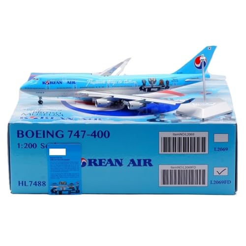 RIVPAHGQ Replika Flugzeugmodelle 35 cm Schöne Flugzeugmodelle Im Maßstab 1/200 for Korean Air for Boeing B747-400 HL7488 Flugzeug-Luftfahrtausstellungen Vorgefertigte Luftfahrzeug Modelle(Flap) von RIVPAHGQ