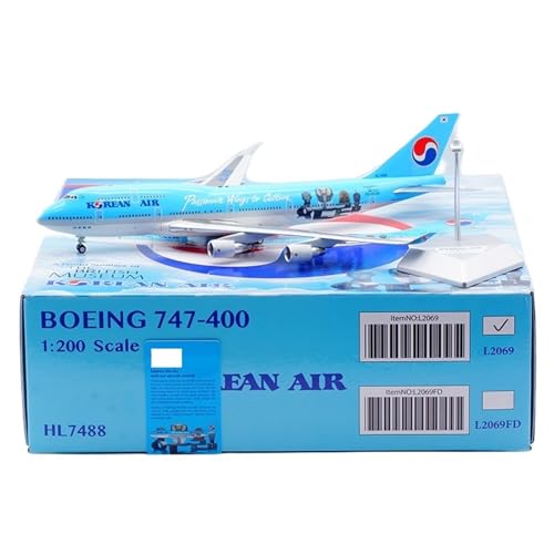 RIVPAHGQ Replika Flugzeugmodelle 35 cm Schöne Flugzeugmodelle Im Maßstab 1/200 for Korean Air for Boeing B747-400 HL7488 Flugzeug-Luftfahrtausstellungen Vorgefertigte Luftfahrzeug Modelle(Standard) von RIVPAHGQ