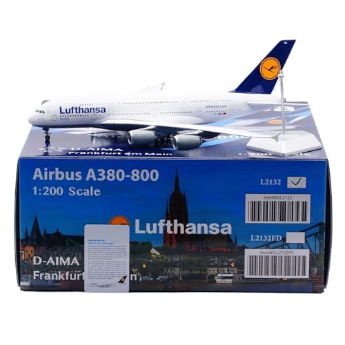 RIVPAHGQ Replika Flugzeugmodelle 36 cm Boutique-Flugzeugrepliken 1/200 for Lufthansa for Airbus A380 D-AIMA Druckguss-Flugzeugmodelle Vorgefertigte Luftfahrzeug Modelle(Regular) von RIVPAHGQ