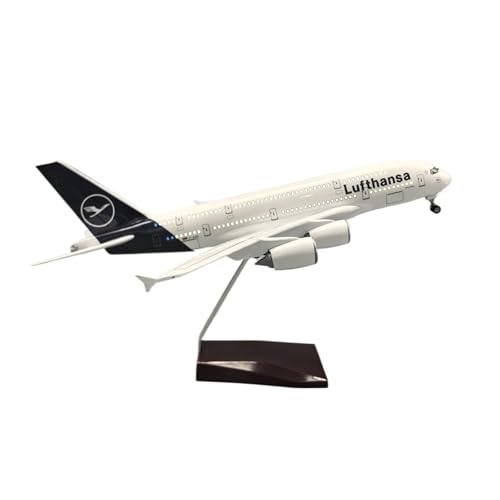 RIVPAHGQ Replika Flugzeugmodelle 36 cm Metalldruckgussflugzeug 1:200 for Lufthansa for Airbus A380 Passagierflugzeugmodell Mit Rädern Vorgefertigte Luftfahrzeug Modelle(with Light) von RIVPAHGQ