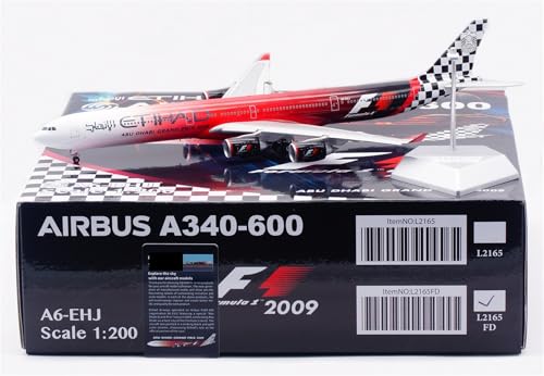 RIVPAHGQ Replika Flugzeugmodelle 37CM Boutique Miniaturflugzeug 1:200 for Etihad Airways A340-600 A6-EHJ Maßstabmodell Simulationsflugzeug Vorgefertigte Luftfahrzeug Modelle(L2165FD) von RIVPAHGQ