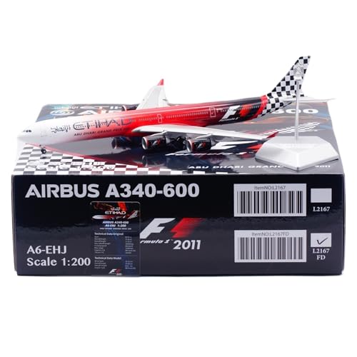 RIVPAHGQ Replika Flugzeugmodelle 37CM Boutique Miniaturflugzeug 1:200 for Etihad Airways A340-600 A6-EHJ Maßstabmodell Simulationsflugzeug Vorgefertigte Luftfahrzeug Modelle(L2167FD) von RIVPAHGQ
