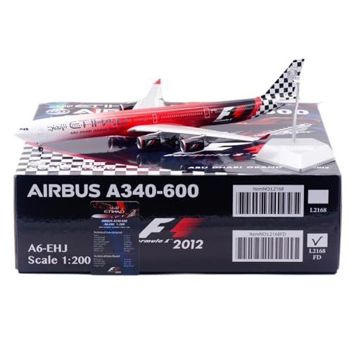 RIVPAHGQ Replika Flugzeugmodelle 37CM Boutique Miniaturflugzeug 1:200 for Etihad Airways A340-600 A6-EHJ Maßstabmodell Simulationsflugzeug Vorgefertigte Luftfahrzeug Modelle(L2168FD) von RIVPAHGQ