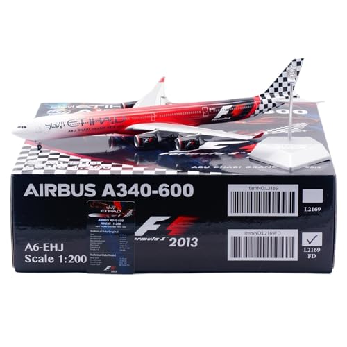 RIVPAHGQ Replika Flugzeugmodelle 37CM Boutique Miniaturflugzeug 1:200 for Etihad Airways A340-600 A6-EHJ Maßstabmodell Simulationsflugzeug Vorgefertigte Luftfahrzeug Modelle(L2169FD) von RIVPAHGQ