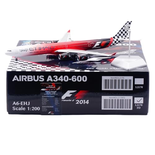 RIVPAHGQ Replika Flugzeugmodelle 37CM Boutique Miniaturflugzeug 1:200 for Etihad Airways A340-600 A6-EHJ Maßstabmodell Simulationsflugzeug Vorgefertigte Luftfahrzeug Modelle(L2170FD) von RIVPAHGQ