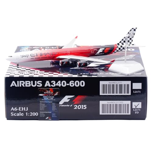 RIVPAHGQ Replika Flugzeugmodelle 37CM Boutique Miniaturflugzeug 1:200 for Etihad Airways A340-600 A6-EHJ Maßstabmodell Simulationsflugzeug Vorgefertigte Luftfahrzeug Modelle(L2171FD) von RIVPAHGQ