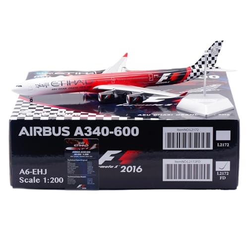 RIVPAHGQ Replika Flugzeugmodelle 37CM Boutique Miniaturflugzeug 1:200 for Etihad Airways A340-600 A6-EHJ Maßstabmodell Simulationsflugzeug Vorgefertigte Luftfahrzeug Modelle(L2172FD) von RIVPAHGQ