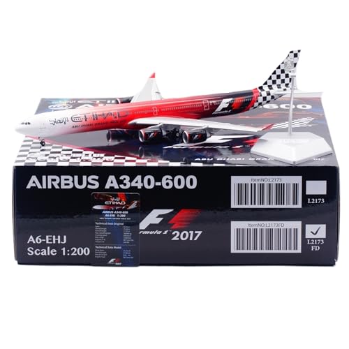 RIVPAHGQ Replika Flugzeugmodelle 37CM Boutique Miniaturflugzeug 1:200 for Etihad Airways A340-600 A6-EHJ Maßstabmodell Simulationsflugzeug Vorgefertigte Luftfahrzeug Modelle(L2173FD) von RIVPAHGQ