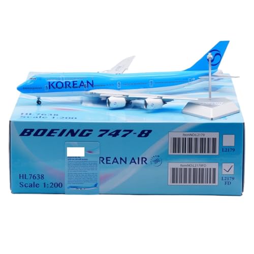RIVPAHGQ Replika Flugzeugmodelle 38 cm Große Flugzeugrepliken Im Boutique-Maßstab 1/200 for Korean Air B747-8I HL7638 Druckgussmodell-Sammelflugzeug Vorgefertigte Luftfahrzeug Modelle(Flap) von RIVPAHGQ