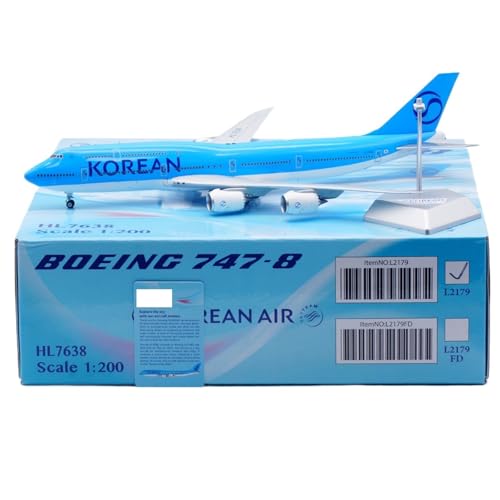 RIVPAHGQ Replika Flugzeugmodelle 38 cm Große Flugzeugrepliken Im Boutique-Maßstab 1/200 for Korean Air B747-8I HL7638 Druckgussmodell-Sammelflugzeug Vorgefertigte Luftfahrzeug Modelle(Regular) von RIVPAHGQ