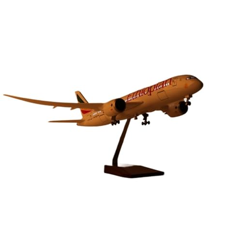 RIVPAHGQ Replika Flugzeugmodelle 43 cm Große Flugzeugrepliken Aus Metall for Sammeln for Ethiopian Airlines, for Boeing 787, Flugzeugmodell 1:130 Vorgefertigte Luftfahrzeug Modelle(with Light) von RIVPAHGQ