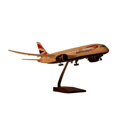 RIVPAHGQ Replika Flugzeugmodelle 43 cm Maßstab Legierung Modell Flugzeug 1/130 for British Airways for Boeing 787 Passagier Flugzeug Modell Exponate Vorgefertigte Luftfahrzeug Modelle(with Light) von RIVPAHGQ