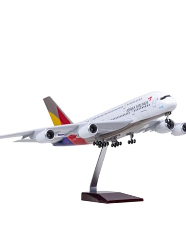RIVPAHGQ Replika Flugzeugmodelle 45 cm A380 Modellflugzeug Im Maßstab 1:160 Asiana Airlines for Airbus 380 Flugzeugmodell Zivilluftfahrt-Frachtflugzeug Vorgefertigte Luftfahrzeug Modelle(with Light) von RIVPAHGQ