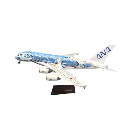 RIVPAHGQ Replika Flugzeugmodelle 45 cm Miniatur-Modellflugzeug-Replik 1:160 for ANA Blue Orange Green Turtle A380 Maßstab-Legierungsflugzeugmodell Vorgefertigte Luftfahrzeug Modelle(Blue) von RIVPAHGQ