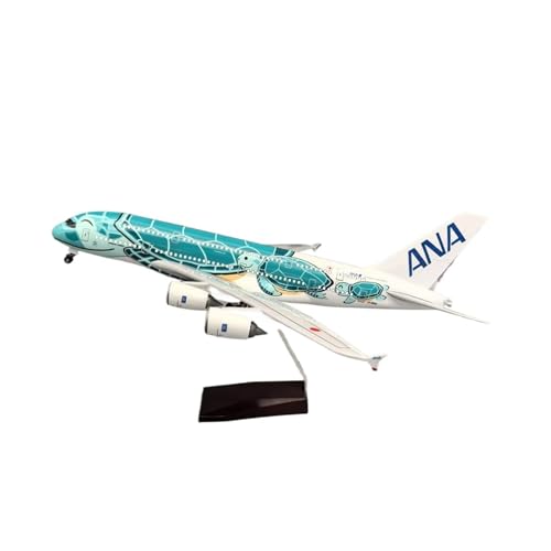 RIVPAHGQ Replika Flugzeugmodelle 45 cm Miniatur-Modellflugzeug-Replik 1:160 for ANA Blue Orange Green Turtle A380 Maßstab-Legierungsflugzeugmodell Vorgefertigte Luftfahrzeug Modelle(Green with Light) von RIVPAHGQ