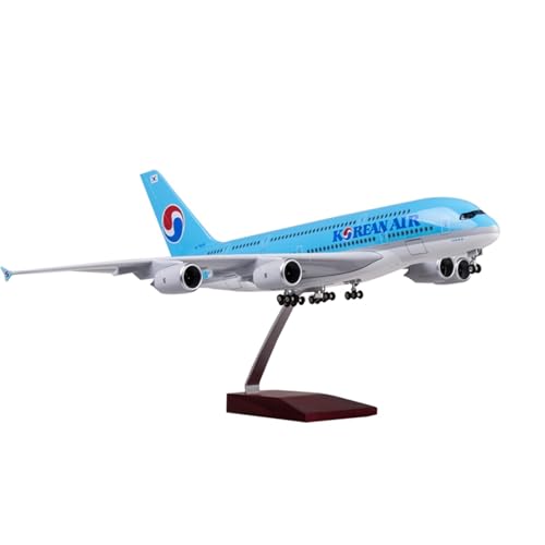 RIVPAHGQ Replika Flugzeugmodelle 45 cm Modellflugzeug Im Maßstab 1:160 Korean Air for Boeing 747-400 Flugzeugmodell Zivilluftfahrt-Frachtflugzeug Vorgefertigte Luftfahrzeug Modelle(with Light) von RIVPAHGQ