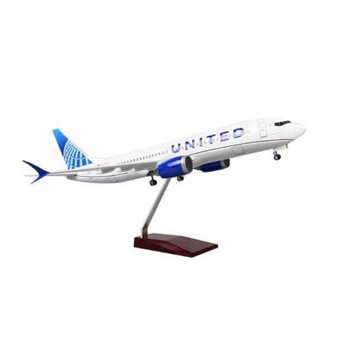 RIVPAHGQ Replika Flugzeugmodelle 47 cm Großes Flugzeug-Druckgussmodell 1:85 for United Airlines 737MAX-Flugzeugreplika-Ornamente Vorgefertigte Luftfahrzeug Modelle(NO Light) von RIVPAHGQ