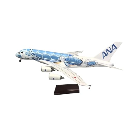 RIVPAHGQ Replika Flugzeugmodelle 47CM Maßstab Flugzeug Modell 1/160 Zivile Luftfahrt Flugzeuge Japan Air for ANA for Airbus A380 Flugzeug Replik Vorgefertigte Luftfahrzeug Modelle(Blue NO LED) von RIVPAHGQ