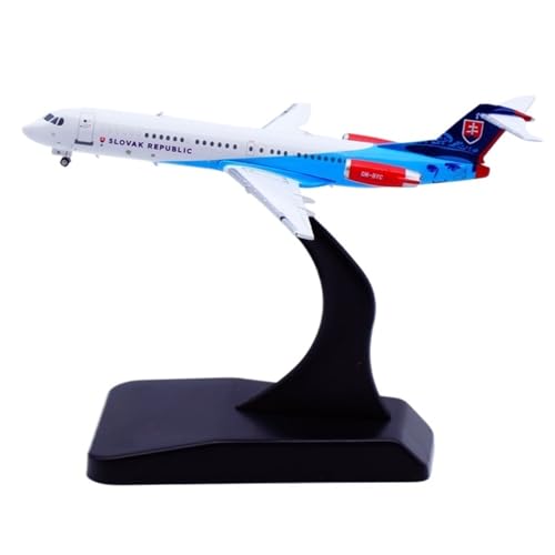 RIVPAHGQ Replika Flugzeugmodelle 8CM Maßstab Druckguss Flugzeugmodell 1/400 for Slowakische Regierung Fokker 100 OM-BYC Flugzeug Ausstellungsstück Vorgefertigte Luftfahrzeug Modelle von RIVPAHGQ
