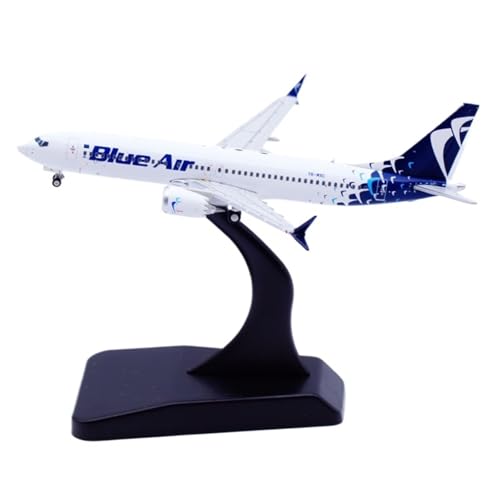 RIVPAHGQ Replika Flugzeugmodelle 9CM Blue Air for Boeing B737 MAX8 YR-MXC Statisches Displayflugzeug Im Maßstab 1:400 Modellflugzeug for Flugsammler Vorgefertigte Luftfahrzeug Modelle von RIVPAHGQ