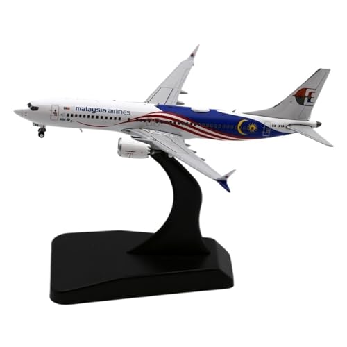 RIVPAHGQ Replika Flugzeugmodelle 9CM Genaue Maßstab Modell Flugzeug Replik 1/400 for Malaysia Airlines B737-8MAX 9M-MVA Metall Zivilflugzeug Vorgefertigte Luftfahrzeug Modelle von RIVPAHGQ