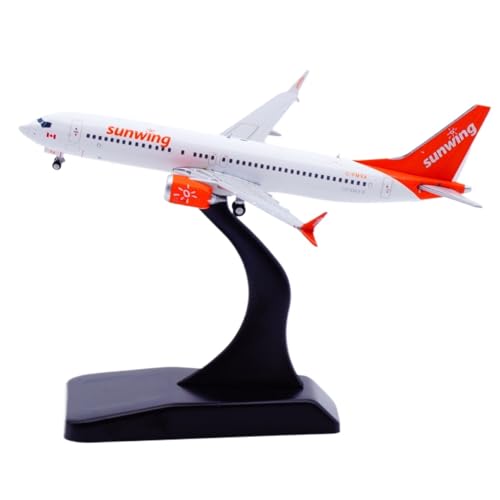 RIVPAHGQ Replika Flugzeugmodelle 9CM Miniatur-Flugzeugmodell 1:400 for Sunwing Airlines B737MAX8 C-FMXA Hochsimulations-Nachbildung Eines Zivilen Flugzeugs Vorgefertigte Luftfahrzeug Modelle von RIVPAHGQ