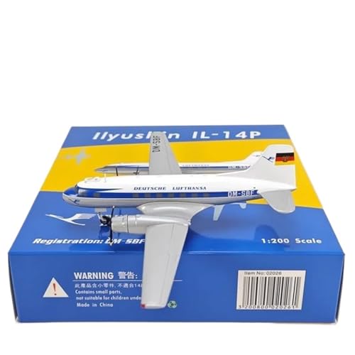 RIVPAHGQ Replika Flugzeugmodelle Druckguss-Modellflugzeuge Im Maßstab 1:200 Für Deutsche Lufthansa Ilyushin Il-14 DM-SBF PH02026 Fertigflugzeug Vorgefertigte Luftfahrzeug Modelle von RIVPAHGQ