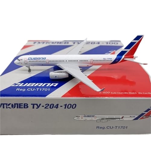 RIVPAHGQ Replika Flugzeugmodelle Maßstab Miniatur-Modellflugzeug 1:400 11CM Für Cubana Tu-204-100E CU-T1701 Druckguss-Statikflugzeuge Vorgefertigte Luftfahrzeug Modelle von RIVPAHGQ
