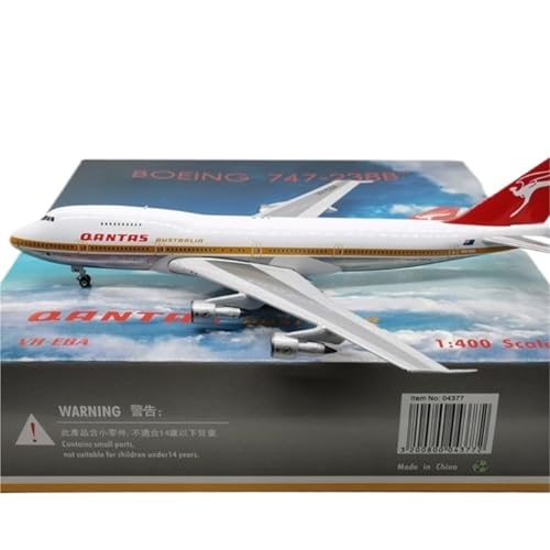 RIVPAHGQ Replika Flugzeugmodelle Maßstab Miniatur-Modellflugzeug 1:400 17CM Für Australien Qantas B747-200 VH-EBA Druckguss-Statikflugzeuge Vorgefertigte Luftfahrzeug Modelle von RIVPAHGQ