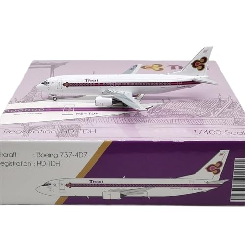 RIVPAHGQ Replika Flugzeugmodelle Maßstabsgetreue Nachbildung des Flugzeugs 1:400 9 cm Für Thai Airways B737-400 HS-TDH, Fertiges Flugzeug Vorgefertigte Luftfahrzeug Modelle von RIVPAHGQ
