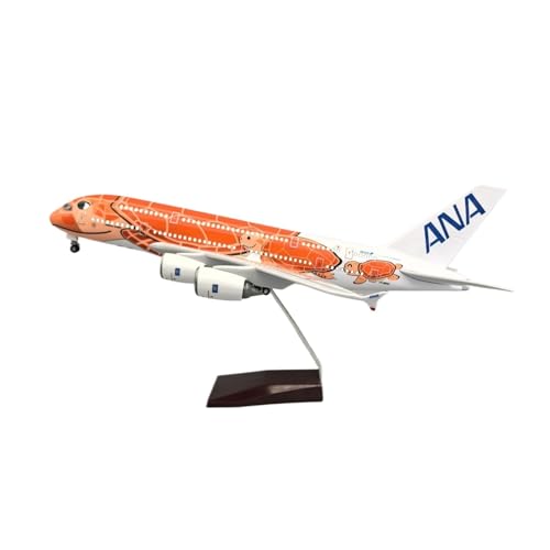 Replika Flugzeugmodelle 45 Cm Miniatur-Modellflugzeug-Replik 1:160 For ANA Blue Orange Green Turtle A380 Maßstab-Legierungsflugzeugmodell Vorgefertigte Luftfahrzeug Modelle(Orange With light) von RIVPAHGQ