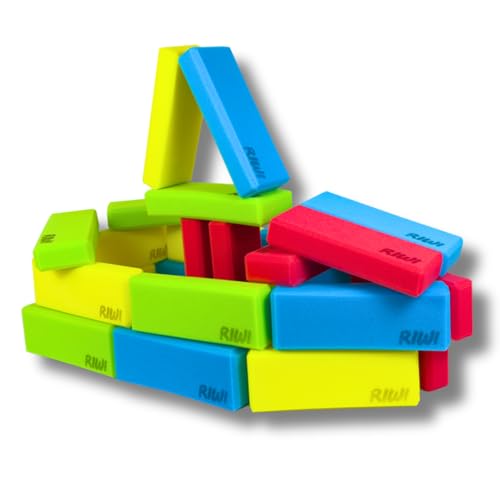 RIWI® 24er mini Bausteine Set | kleine weiche Schaumstoff Bauklötze | kompakte Spielsteine | TÜV & Öko-Tex Zertifiziert | Waschmaschinenfest von RIWI