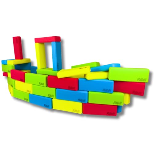 RIWI® 48er mini Bausteine Set | kleine weiche Schaumstoff Bauklötze | kompakte Spielsteine | TÜV & Öko-Tex Zertifiziert | Waschmaschinenfest von RIWI