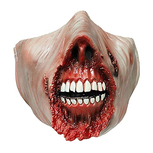 RIYAN 3D Grusel Brand Halb Maske Unheimlich Latex Maske Halloween Dekoration Grusel Party Spuk Hause Requisiten KostüM Spiel Dekor von RIYAN