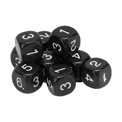 RIZGHWOY 20pcs 16mm Nummern Würfel Kunststoff für 6 -Seiten -Polyedralwürfel mit Runden Ecken für Brettspiele Ziffer Lehren Mathematische Aktivitäten (Black) von RIZGHWOY