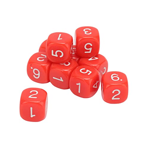 RIZGHWOY 20pcs 16mm Nummern Würfel Kunststoff für 6 -Seiten -Polyedralwürfel mit Runden Ecken für Brettspiele Ziffer Lehren Mathematische Aktivitäten (Rot) von RIZGHWOY