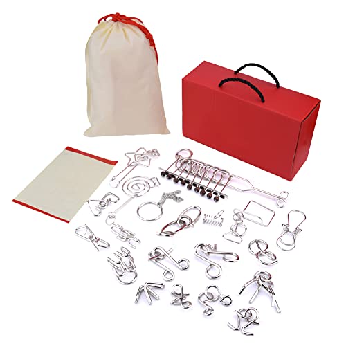 RIZGHWOY 20pcs Metalldraht -Rätsel Set IQ Brain Teaser Rätsel für Erwachsene Mind Games Bildungsspielzeug mit Geschenkbox Zum Weihnachtsgeburtstag von RIZGHWOY