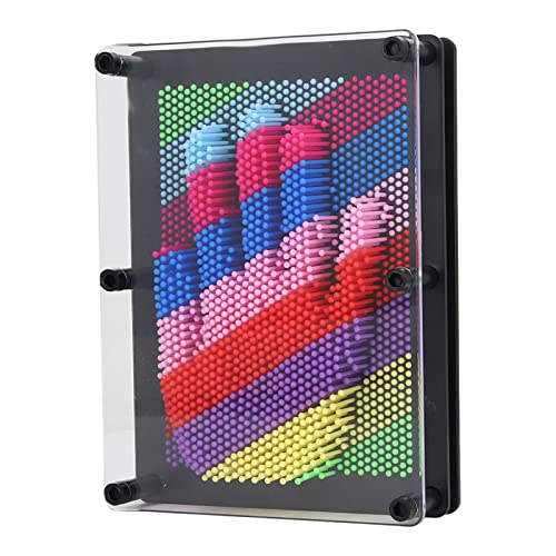 RIZGHWOY 3D -Pin -Kunst Spielzeug Farbenfrohe Plastikplatine Skulpturennadelkunst Klassisches Spielzeug für Büro und Kindermaterial Plastikgröße 20 X 15 X 6 cm (schwarzer Rahmen) von RIZGHWOY