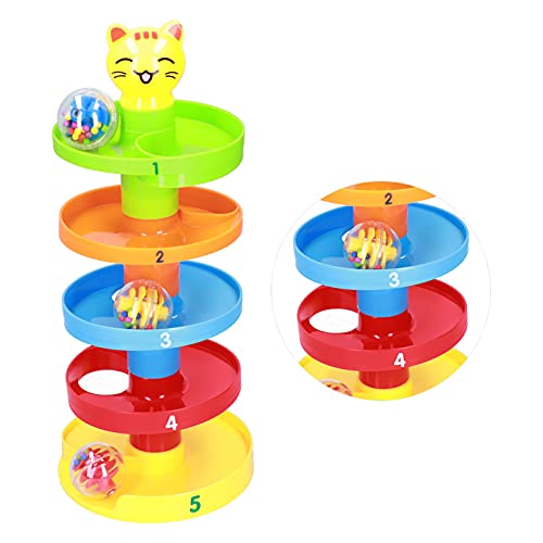 RIZGHWOY 5 Layer Ball Drop Roll Swirling Tower Toy mit Rotierender Funktion für die Fähigkeit des Babys und die Entwicklung der Feinmotorik über 6 Monate Alt (Puzzleball) von RIZGHWOY