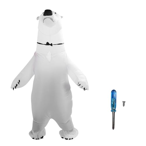 RIZGHWOY Aufblasbares Kostüm, Anzug an, Ein Aufblasbares Outfit für Erwachsene Weiße Bär mit Verstärktem Nähen 190t Polyester für Halloween -Cosplay -Partys Carnivals von RIZGHWOY