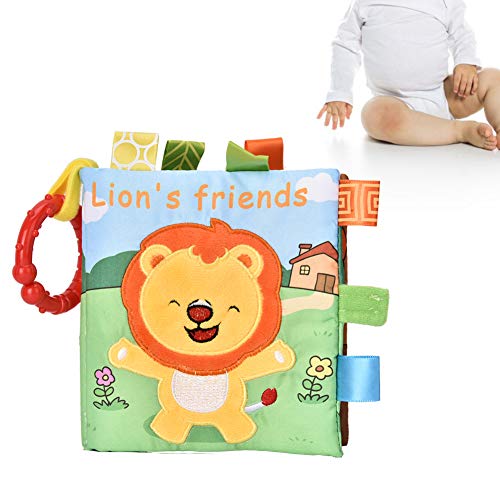RIZGHWOY Baby Stoff Buch Soft Baby Bildungsspielzeug für Säuglinge, Löwe von Affenpuppen -Eulen, 6 Monate +, Polyestermaterial (Löwe) von RIZGHWOY